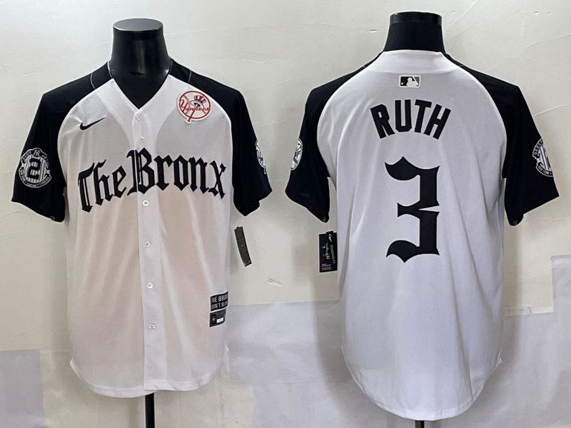 Men 2025 New York Yankees #3 Ruth White black Five generations Joint Name Nike MLB Jersey style 58